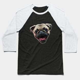 Laughing Pug Dog Baseball T-Shirt